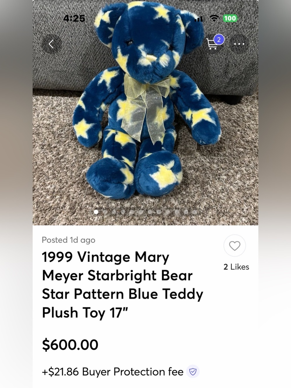 VERY RARE VHTF BNWT Mary Meyer Huge Blue Teddy Bear ITS A BOY! - Picture 10 of 10